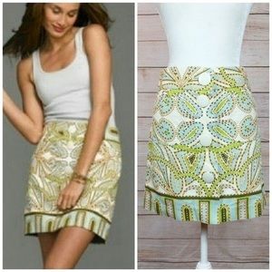 J Crew blue and green paisley mini skirt